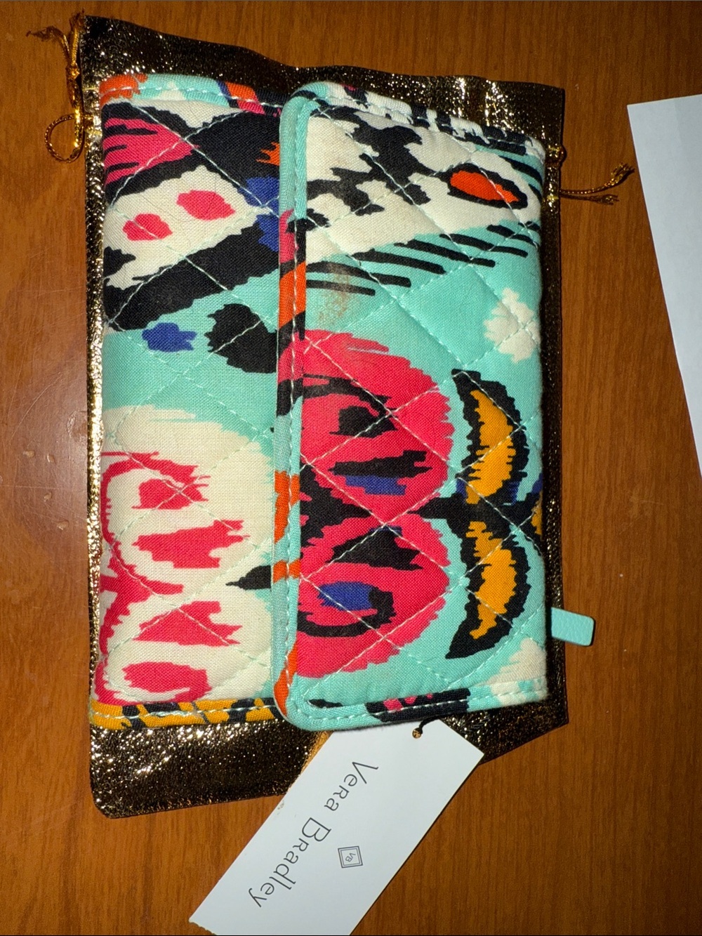 Vera Bradley Turquoise Multi Quilted Wristlet Clutch